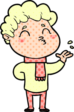 Çizgi film adamı somurtuyor Bir insan tarafından çizilmiş