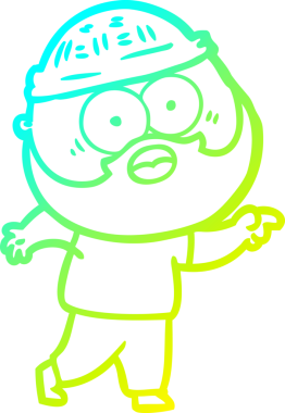 Bir insan tarafından çizilmiş sakallı bir karikatür çizimi.