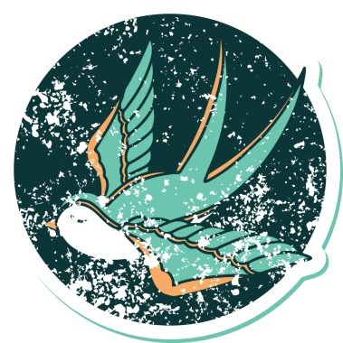 Bir insan tarafından çizilmiş bir kırlangıcın sembolik dövmesi.