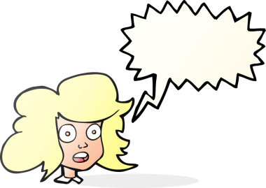 Serbest konuşma balonu karikatürü bir insan tarafından çizilmiş bir kadın yüzü.