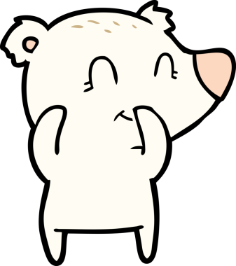 Bir insan tarafından çizilmiş kıkırdayan kutup ayısı çizgi filmi.