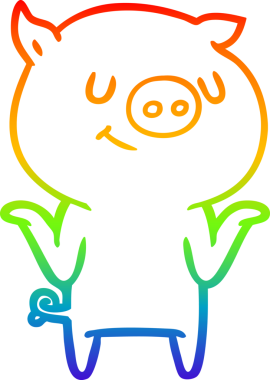 gökkuşağı gradyan çizimi mutlu çizgi domuz çizimi bir insan tarafından çizilmiş