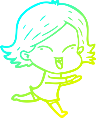 Bir insan tarafından çizilmiş mutlu çizgi film kızı çizimi.