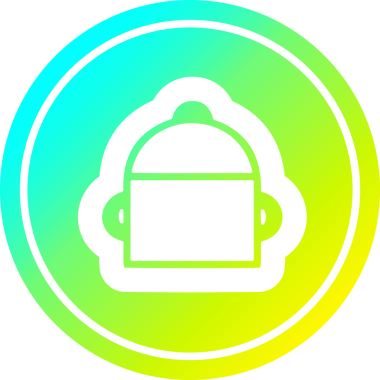 Bir insan tarafından çizilmiş serin eğimli tencere dairesel simgesi