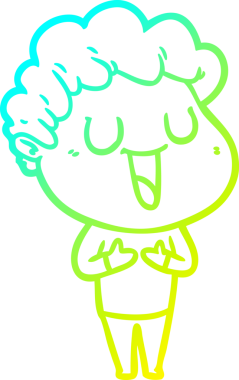 Bir insan tarafından çizilmiş gülen bir çizgi film karakterinin soğuk gradyan çizgisi.