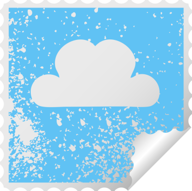 Bir insan tarafından çizilmiş bir yağmur bulutunun kare soyulmuş çıkartması.