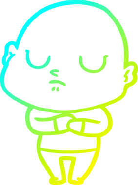 Bir insan tarafından çizilmiş kel bir adamın soğuk çizgi çizimi.