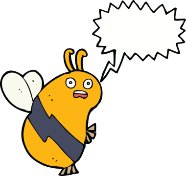 Bir insan tarafından çizilmiş konuşma balonlu komik çizgi film arısı