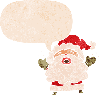 Karikatür Noel Baba bağrışmaları grunge 'de insan tarafından çizilmiş tedirgin bir eski moda tarzla