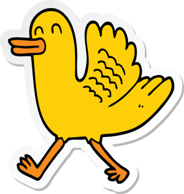 Bir insan tarafından çizilmiş bir ördeğin çıkartması.