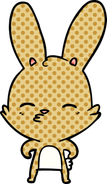 Bir insan tarafından çizilmiş meraklı tavşan çizgi filmi.