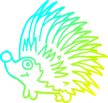 Bir insan tarafından çizilen sivri uçlu kirpinin soğuk gradyan çizimi.