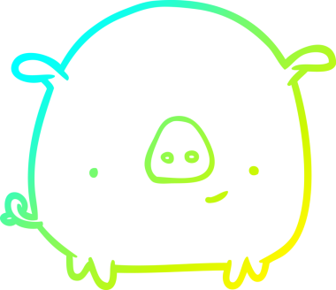 Bir insan tarafından çizilmiş mutlu bir domuzun soğuk gradyan çizgisi