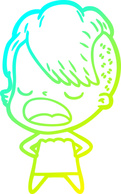 Bir insan tarafından çizilmiş havalı bir hippi kızın soğuk gradyan çizimi.