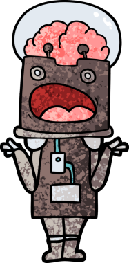 Bir insan tarafından çizilmiş çizgi film robotu