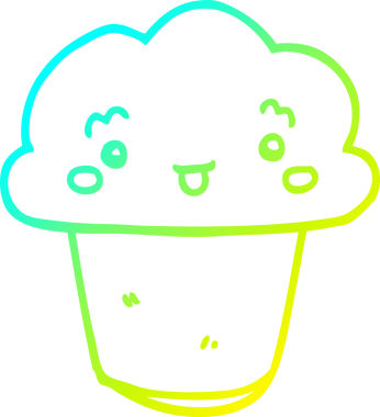 Bir insan tarafından çizilmiş soğuk gradyan bir çizgi film keki çizimi