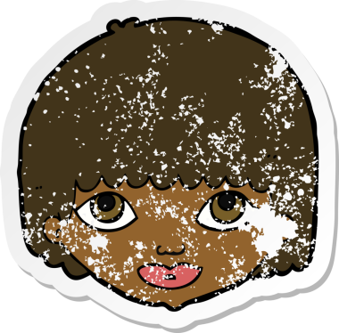 Bir insan tarafından çizilmiş bir karikatür kadın yüzünün gerilimli yapıştırması.