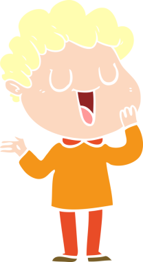 Bir insan tarafından çizilmiş düz renkli karikatür adam.