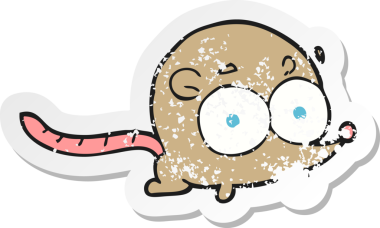 Bir insan tarafından çizilmiş karikatür bir farenin gerilimli çıkartması