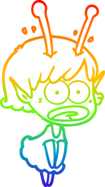 gökkuşağı gradyan çizimi bir çizgi film şok uzaylı kız bir insan tarafından çizildi