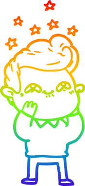 Gökkuşağı gradyanı çizimi bir insan tarafından çizilmiş heyecanlı bir çizgi film