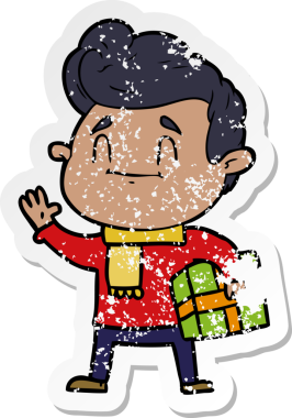 Bir insan tarafından çizilmiş mutlu bir çizgi film karakterinin sıkıntılı çıkartması.