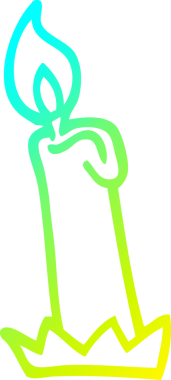 Bir insan tarafından çizilmiş bir doğum günü mumunun soğuk çizgi çizimi