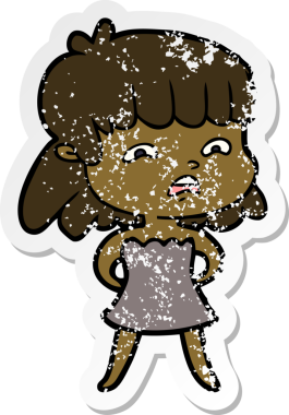 Bir insan tarafından çizilmiş endişeli bir karikatür çıkartması.