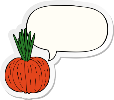 Bir insan tarafından çizilmiş konuşma kabarcığı etiketli sebze çizgi filmi.