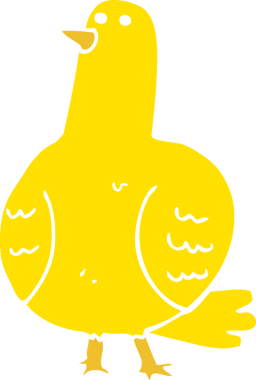 Bir insan tarafından çizilen kuşun düz renk çizimi