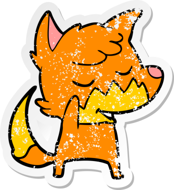 Bir insan tarafından çizilmiş dost canlısı bir tilkinin sıkıntılı çıkartması.