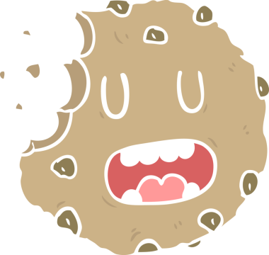 Bir insan tarafından çizilmiş düz renkli çizgi film kurabiyesi