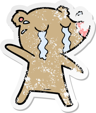 Bir insan tarafından çizilmiş ağlayan bir ayının sıkıntılı çıkartması.