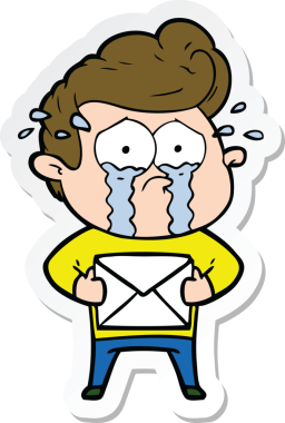 Bir insan tarafından çizilmiş, ağlayan bir adamın çıkartması.