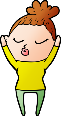 Bir insan tarafından çizilmiş sakin bir kadın çizgi filmi.