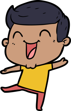 Bir insan tarafından çizilmiş gülen çizgi film adamı.