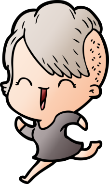 Bir insan tarafından çizilmiş mutlu hippi kız çizgi filmi.