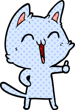 Bir insan tarafından çizilmiş mutlu çizgi film kedisi.