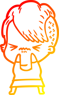 Bir insan tarafından çizilmiş, kızgın bir hipster kızın çizgi çizimi.