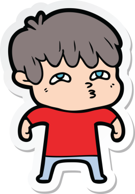 Bir insan tarafından çizilmiş garip bir adamın çıkartması.