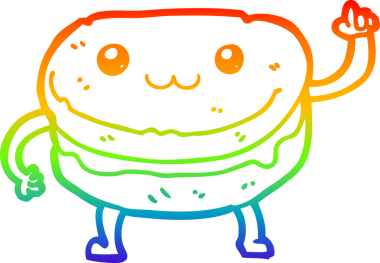 gökkuşağı gradyan çizgi çizimi bir insan tarafından çizilmiş bir pasta karakteri