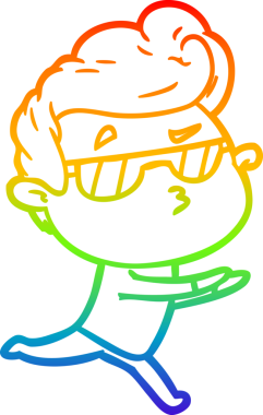 Gökkuşağı gradyan çizimi. Bir insan tarafından çizilmiş havalı bir adamın çizimi.