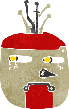 Bir insan tarafından çizilmiş robot kafası.