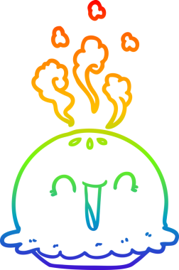 Gökkuşağı gradyan çizgi çizimi bir insan tarafından çizilmiş mutlu bir turta