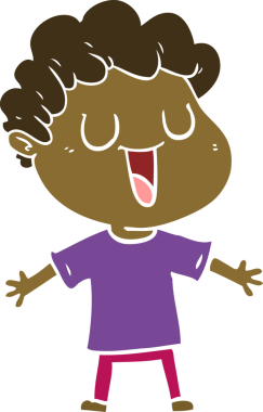 Bir insan tarafından çizilmiş düz renkli karikatür adam.