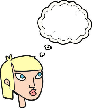 Bir insan tarafından çizilmiş serbest çizim baloncuk kadın yüzü.