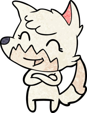 Bir insan tarafından çizilmiş mutlu çizgi film tilkisi.