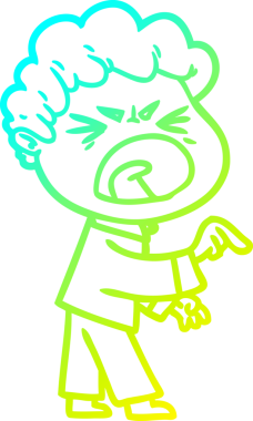 Bir insan tarafından çizilmiş öfkeli bir çizgi film karakteri.