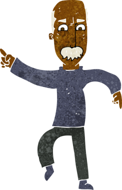 Bir insan tarafından çizilmiş kızgın yaşlı bir adam.