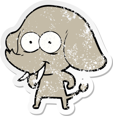 Bir insan tarafından çizilmiş mutlu bir filin sıkıntılı çıkartması.